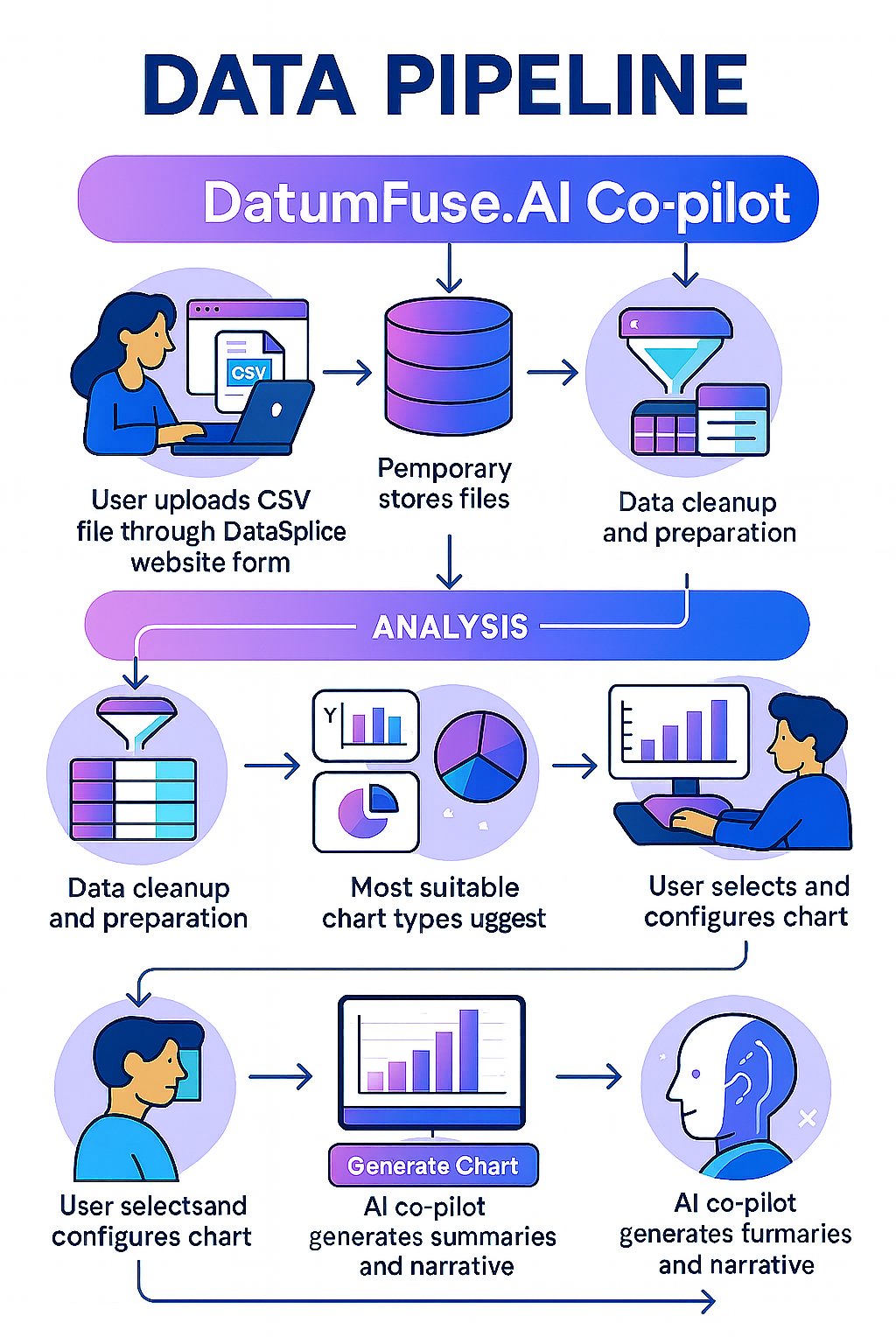A diagram showing the data analysis workflow, with data prep and cleaning highlighted as taking up 80% of the time.